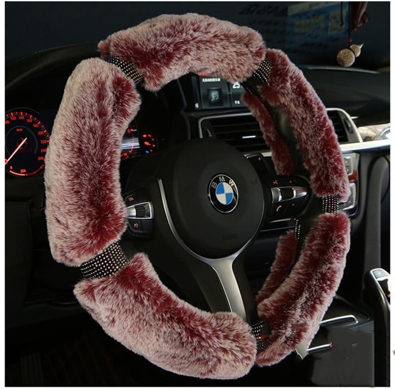 Car Steering Wheel Cover Winter Plush Steering Wheel Cover Korea Diamond Fashion Cute Handle Cover Car Accessories view 6
