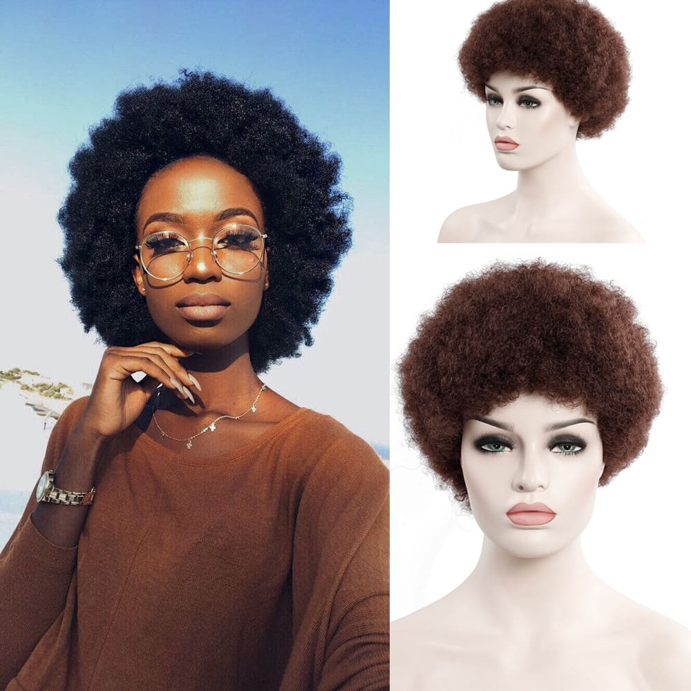 African Curly Hair 6 Inch Short Exploded Headgear view 3