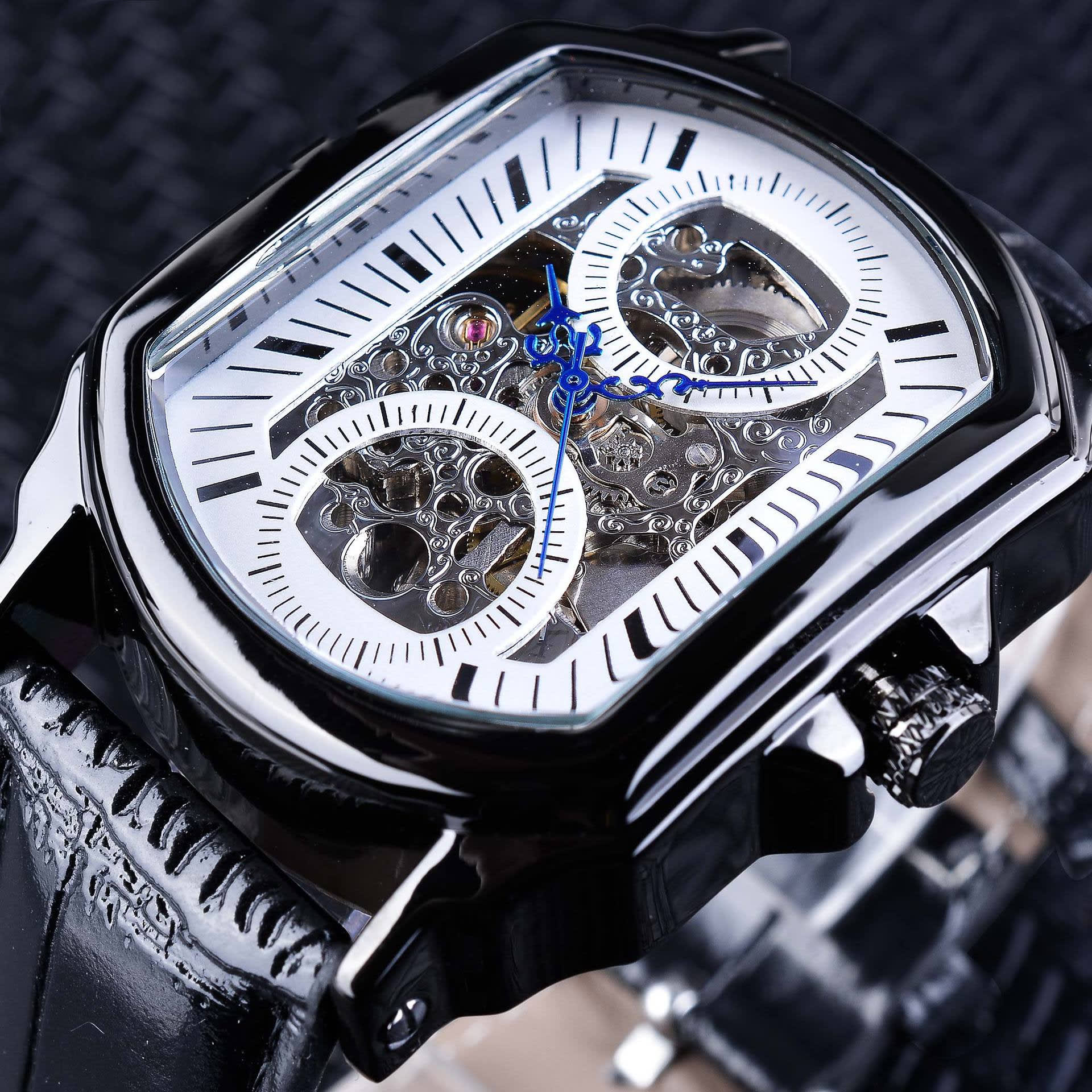 Men's Casual Watch Fashion Automatic Square Hollow Mechanical Watch Watch view 3