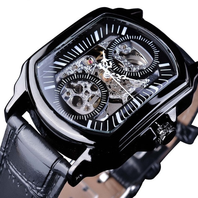 Men's Casual Watch Fashion Automatic Square Hollow Mechanical Watch Watch view 4
