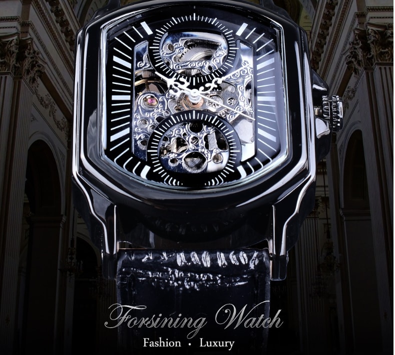 Men's Casual Watch Fashion Automatic Square Hollow Mechanical Watch Watch view 5