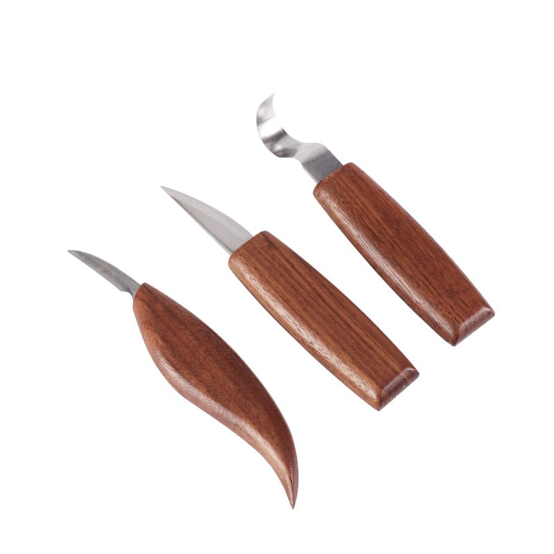 Woodworking Carving Knife Set Five-Piece Round Handle Black Walnut Handle view 4