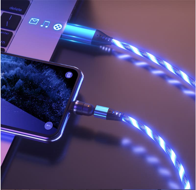 540 Rotate Luminous Magnetic Cable 3A Fast Charging Mobile Phone Charge Cable For LED Micro USB Type C For I Phone Cable view 9