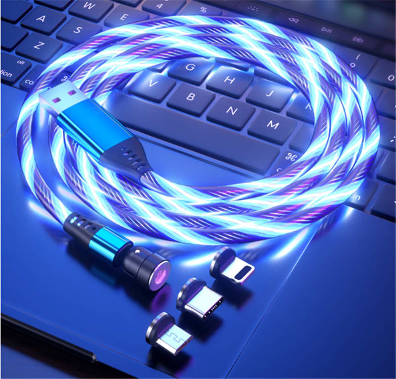 540 Rotate Luminous Magnetic Cable 3A Fast Charging Mobile Phone Charge Cable For LED Micro USB Type C For I Phone Cable view 5