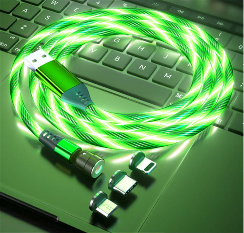 540 Rotate Luminous Magnetic Cable 3A Fast Charging Mobile Phone Charge Cable For LED Micro USB Type C For I Phone Cable view 20