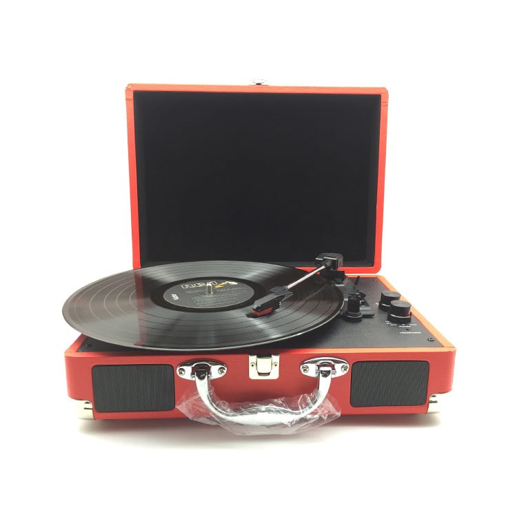 Portable Vinyl Record Player Retro Phonograph Creative Retro Bluetooth Speaker European Style Leather Case Record Player view 3