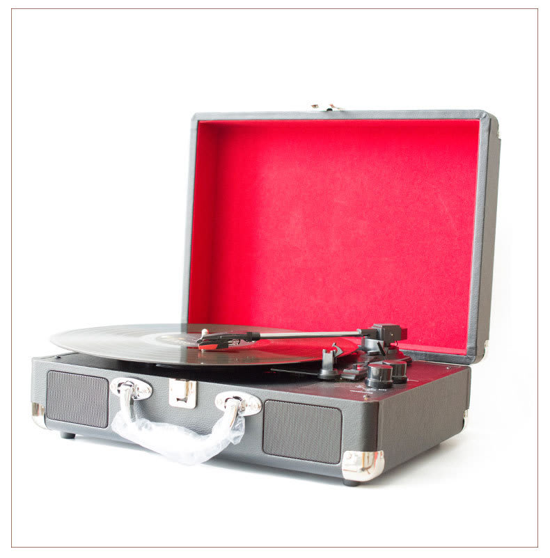 Portable Vinyl Record Player Retro Phonograph Creative Retro Bluetooth Speaker European Style Leather Case Record Player view 1