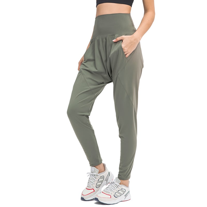 Summer New Outdoor Sports Running Fitness Yoga Pants Lightweight Casual Stretch Nine-Point Harlan Carrot Pants Women view 2