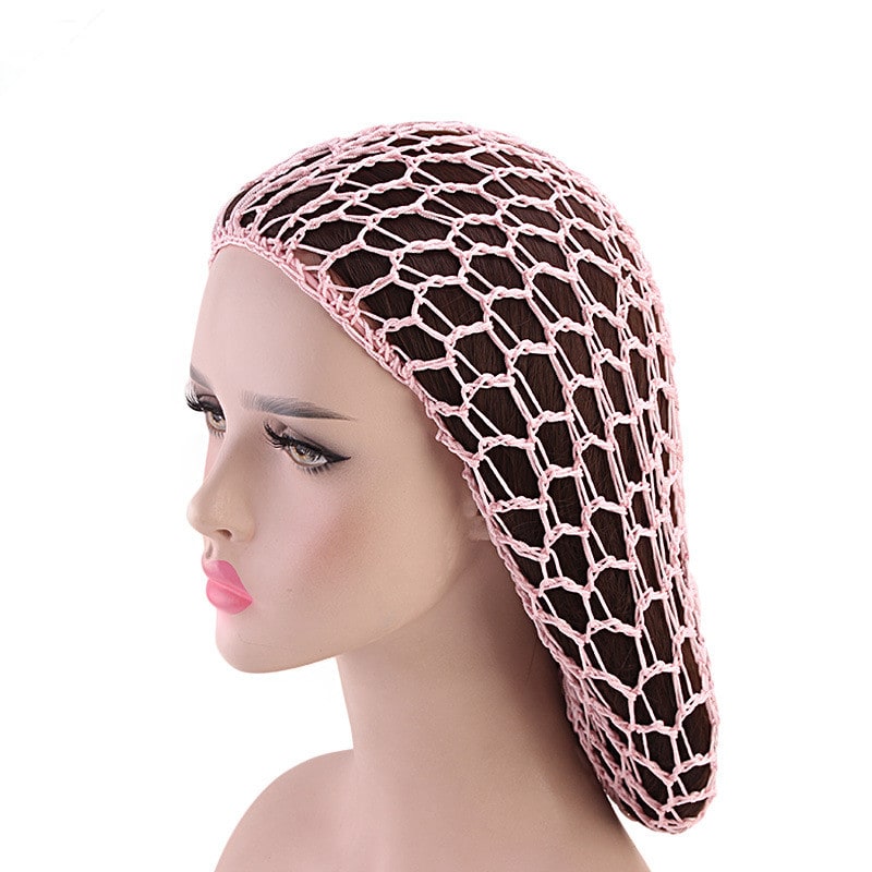 Ladies Hand Crocheted Drooping Hair Net, Hair Care Long Net Bag, Mesh Night Cap view 5