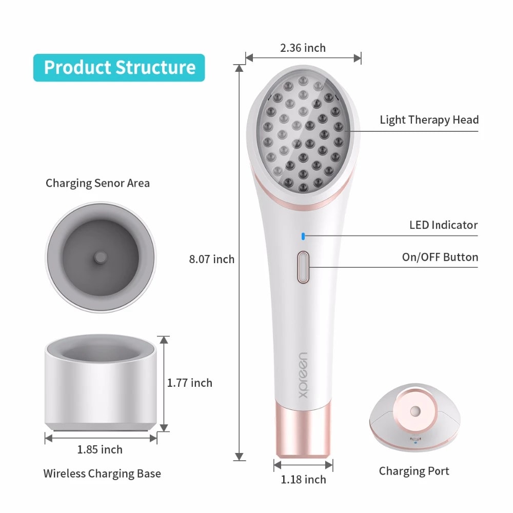 Acne Light Therapy Xpreen Wireless Rechargeable Light Acne Treatment Device Acne Clearing Eraser with Blue Light and Red Light view 12