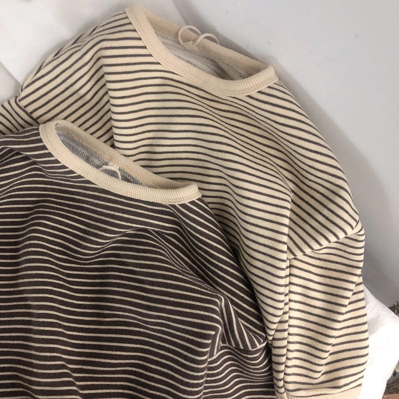 Boys And Girls T-Shirts With Striped Round Neck And Inner Bottoming Shirt Pullover Loose Loose view 2