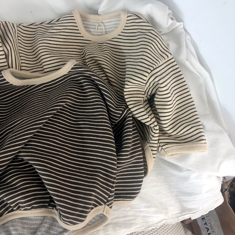 Boys And Girls T-Shirts With Striped Round Neck And Inner Bottoming Shirt Pullover Loose Loose view 5