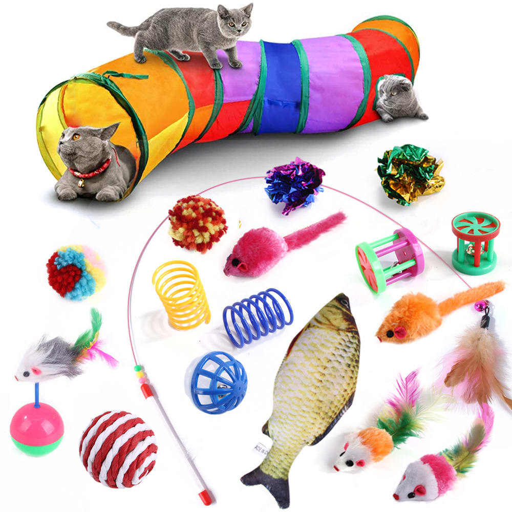 Collapsible Cat Channel Rolling Floor Dragon Color Cylinder Pet Toy Rainbow Cat Tunnel view 6