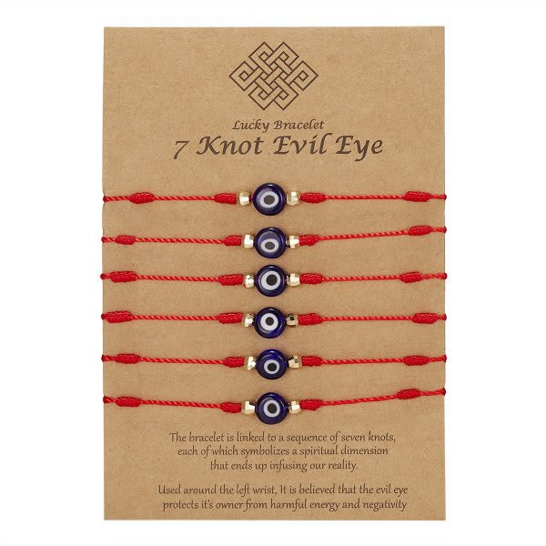 New 7-knot Evil Eye Bracelet 6 Pack Blue Eye Paper Card Bracelet Braided Adjustable Bracelet view 16