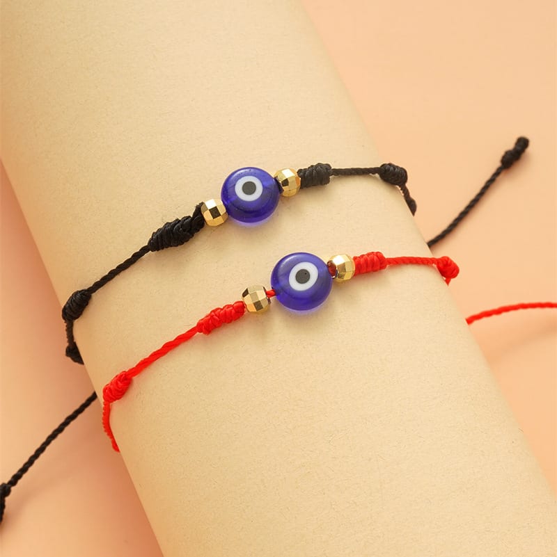 New 7-knot Evil Eye Bracelet 6 Pack Blue Eye Paper Card Bracelet Braided Adjustable Bracelet view 1
