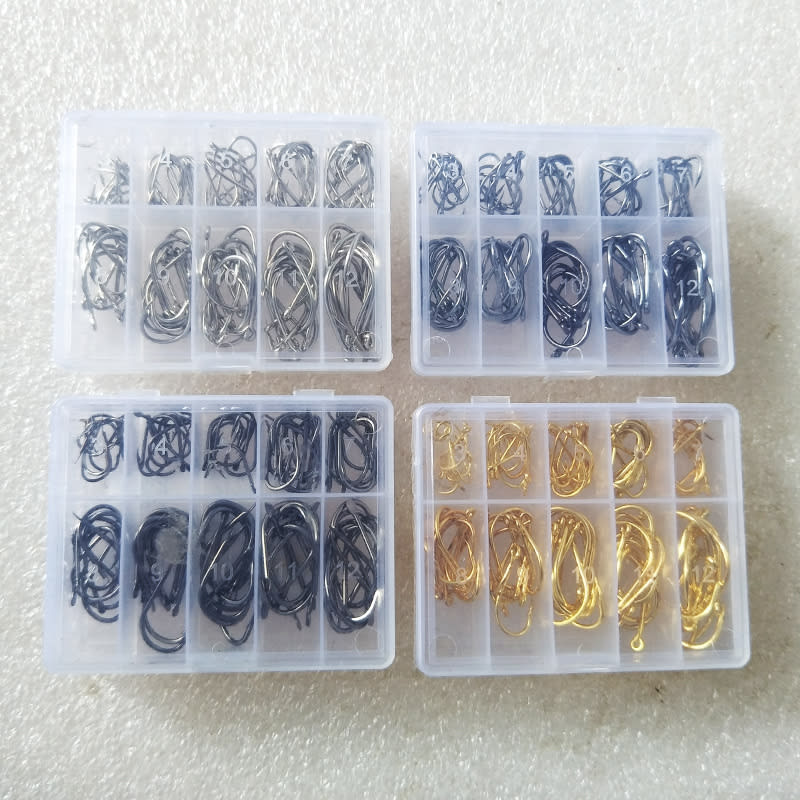 Boxed Fish Hook 100 Pieces Of Tube With Ise Ni 3-12 Barbed Hook, Holed Gold And Black Small Accessories view 4