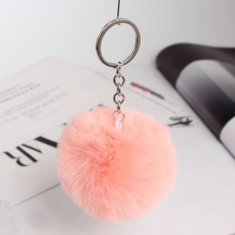 20 Colors Fluffy Fur Pom Pom Keychain Soft Faux Fur-like Ball Car Keyring Key Holder Women Bag Pendant Jewelry view 4