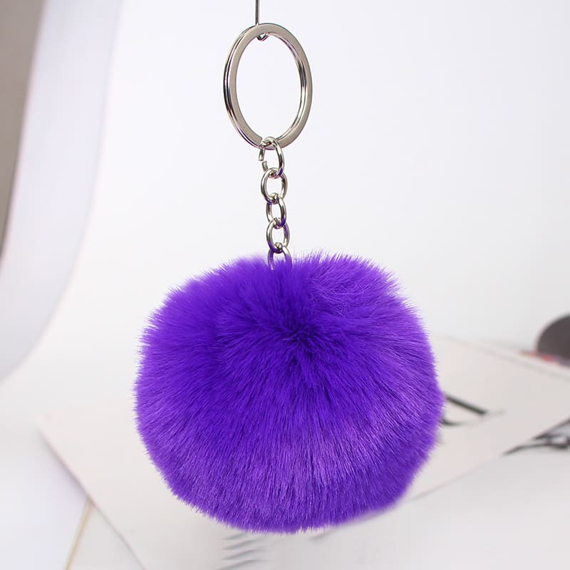 20 Colors Fluffy Fur Pom Pom Keychain Soft Faux Fur-like Ball Car Keyring Key Holder Women Bag Pendant Jewelry view 56