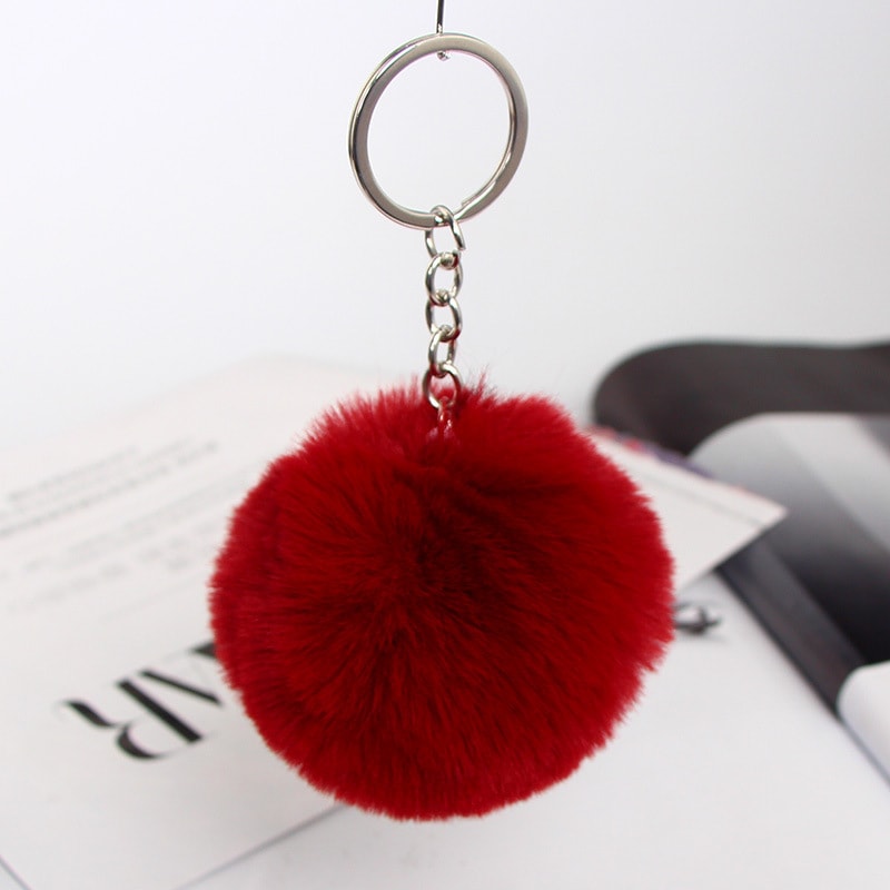 20 Colors Fluffy Fur Pom Pom Keychain Soft Faux Fur-like Ball Car Keyring Key Holder Women Bag Pendant Jewelry view 35