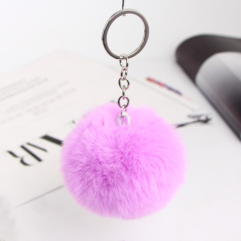 20 Colors Fluffy Fur Pom Pom Keychain Soft Faux Fur-like Ball Car Keyring Key Holder Women Bag Pendant Jewelry view 59