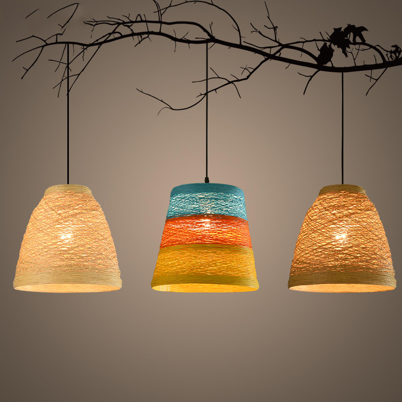 Ldyllic Creative Personality Coffee Shop Rattan Woven Rattan Ball Lamp Hot Pot Shop Farm Bar Restaurant Rattan Hanging Lamps view 13