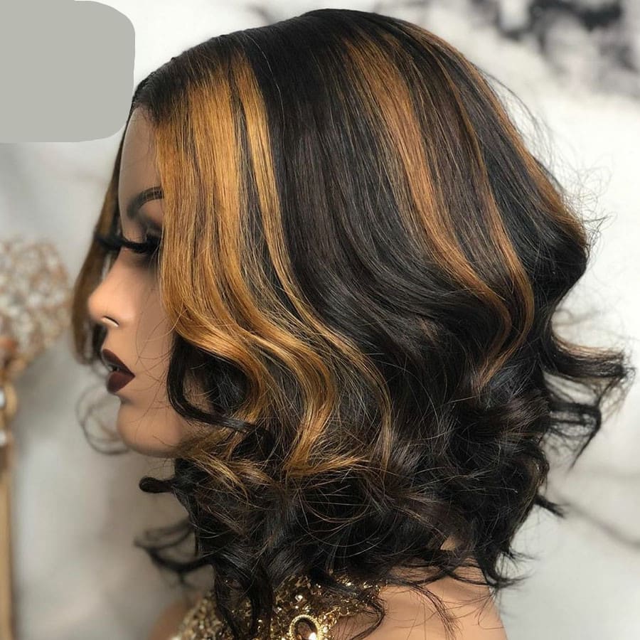 European And American Wigs, Mid-point Black And Brown Short Curly Hair view 2