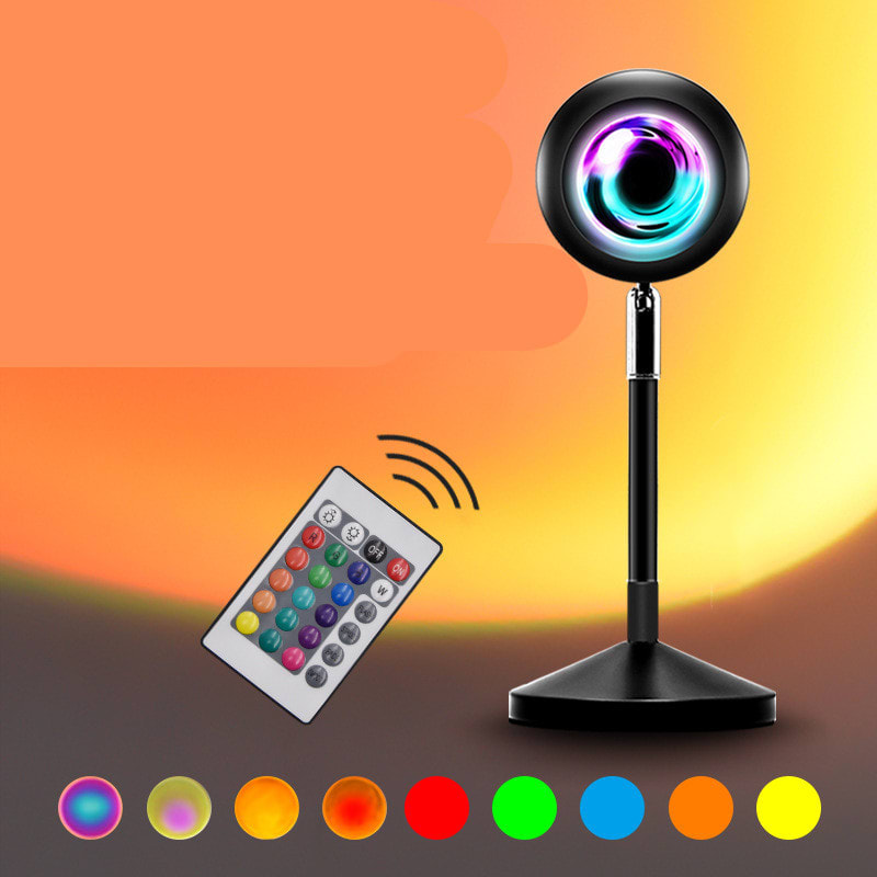 Upgrade Rainbow Sunset Projector Lamp Atmosphere Light Home Coffee Shop Background Wall Decoration Remote Control Sunset Lamps view 9
