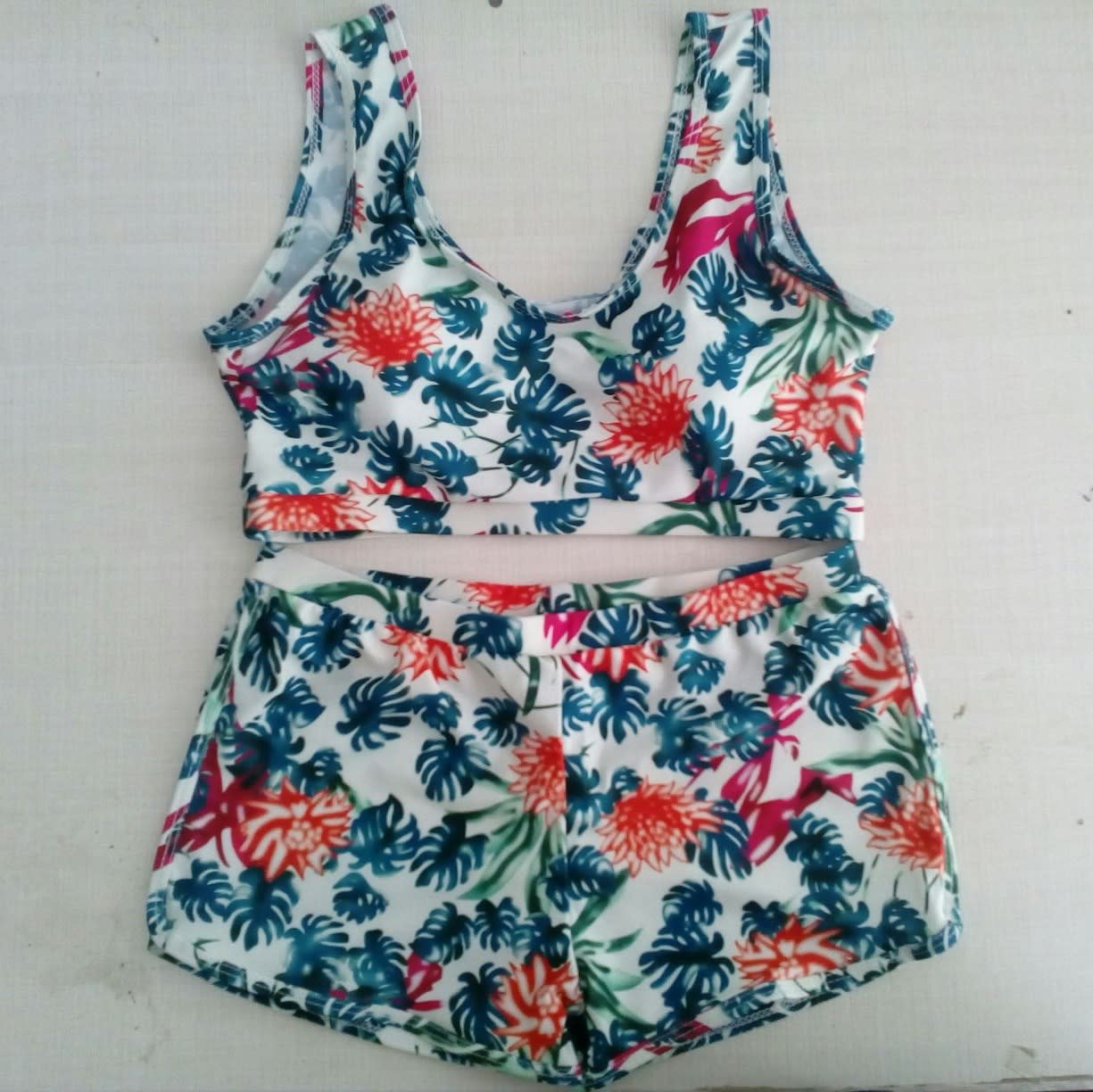 Sexy Swimsuit Shorts Beachwear Crop-Top Floral Bikini High-Waist Women's New view 3