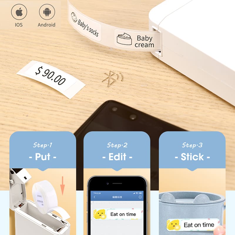 Label Printer Home Thermosensitive Sticker Printer Portable Bluetooth Small view 5