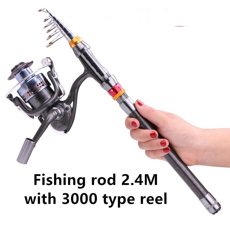 Fishing-Rod-Set Lures Spinning Reel Combo Line Telescopic Carbon-Fiber Travel And view 7