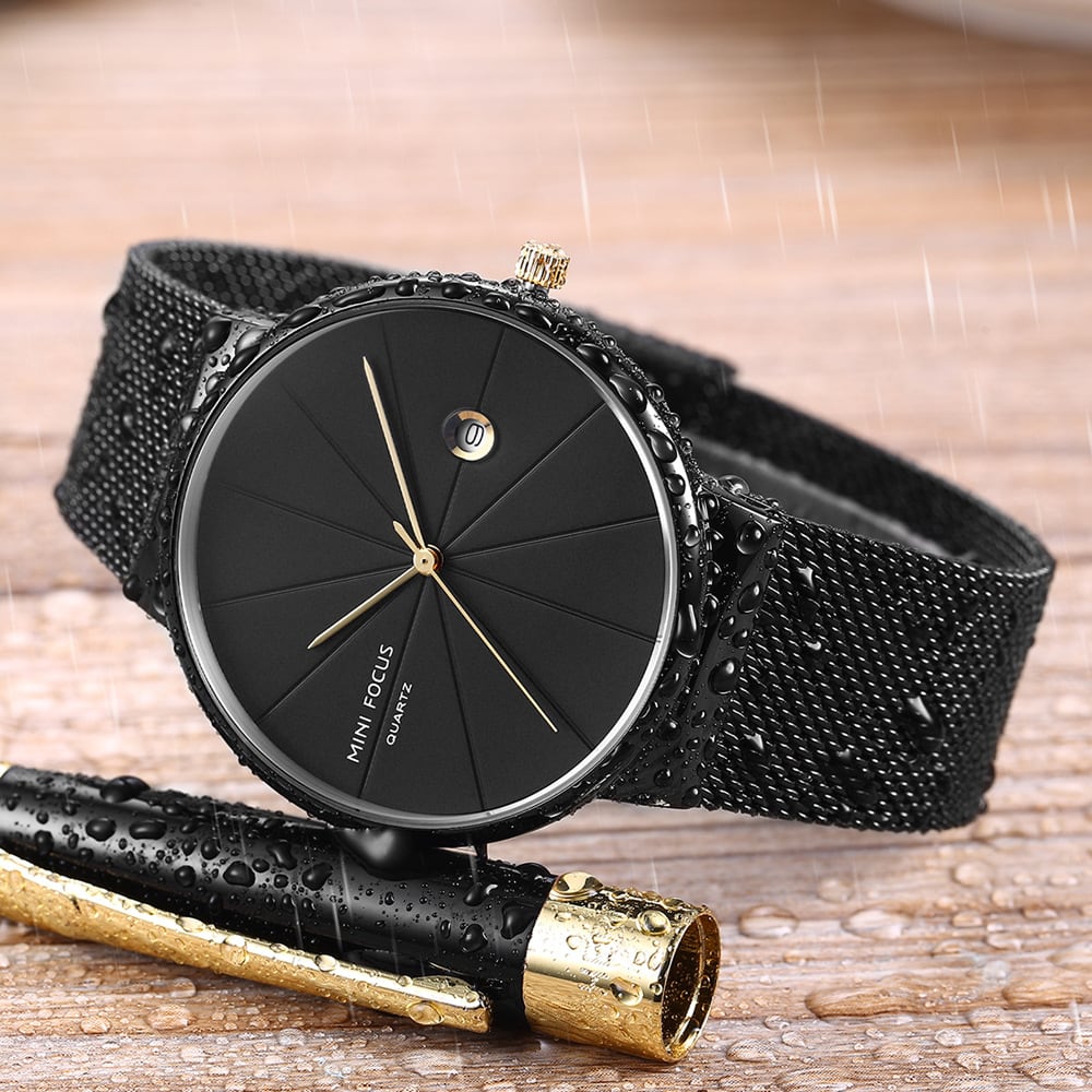 Wrist Watches Japanese Movement Calendar Waterproof Fine Steel Mesh Belt 0176g view 5
