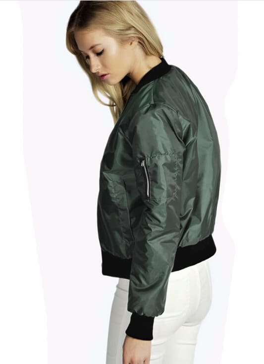 Solid Color Short Stand Collar Small Jacket Casual Zipper Jacket view 14