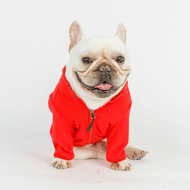 Dog Clothes Solid Color Zipper Coat view 2