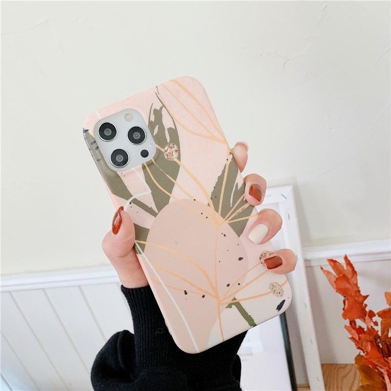 Compatible with Apple, Floral Leaves Suitable For IPhone12 Ring Holder Mobile Phone Case 11 Apple XR Watercolor Painting 7plus view 4