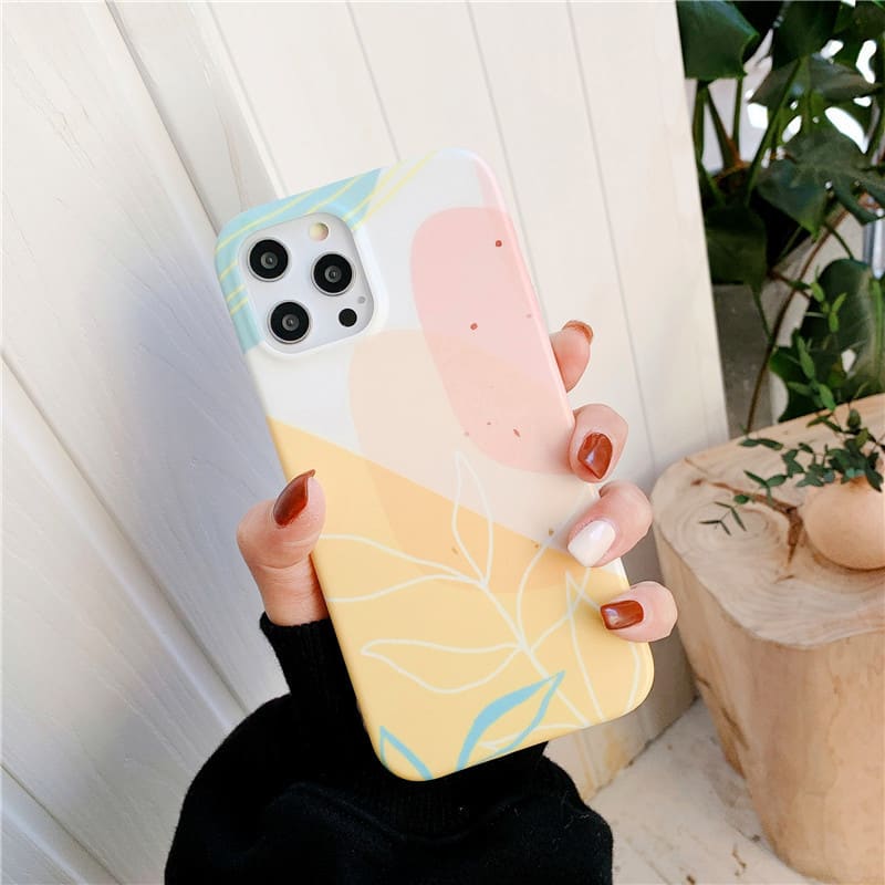 Compatible with Apple, Floral Leaves Suitable For IPhone12 Ring Holder Mobile Phone Case 11 Apple XR Watercolor Painting 7plus view 2
