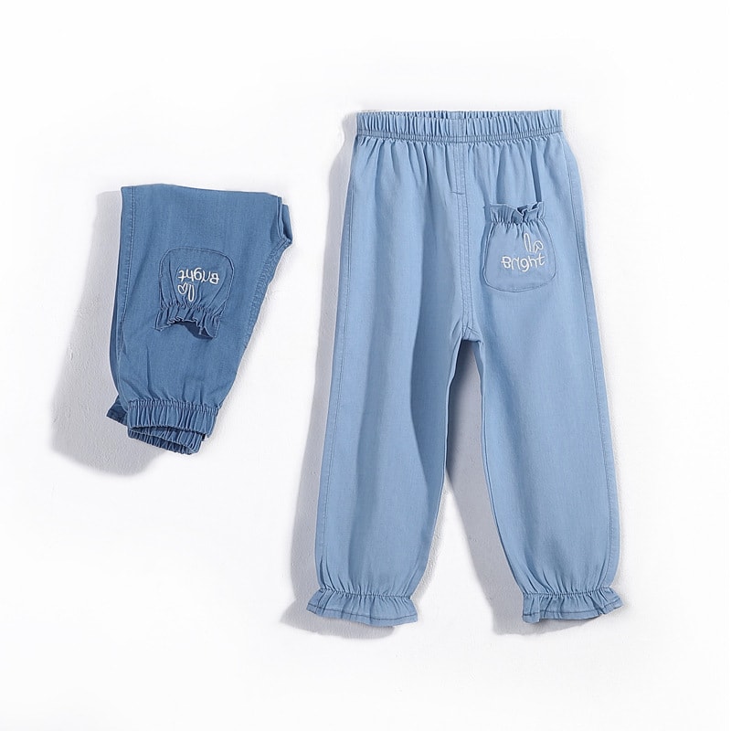 Girls' Denim Anti-mosquito Trousers With Feet view 2
