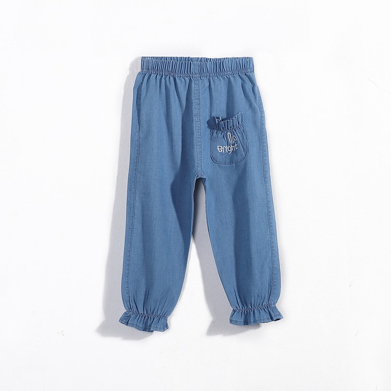 Girls' Denim Anti-mosquito Trousers With Feet view 5