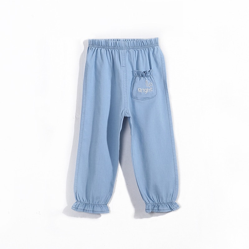 Girls' Denim Anti-mosquito Trousers With Feet view 3