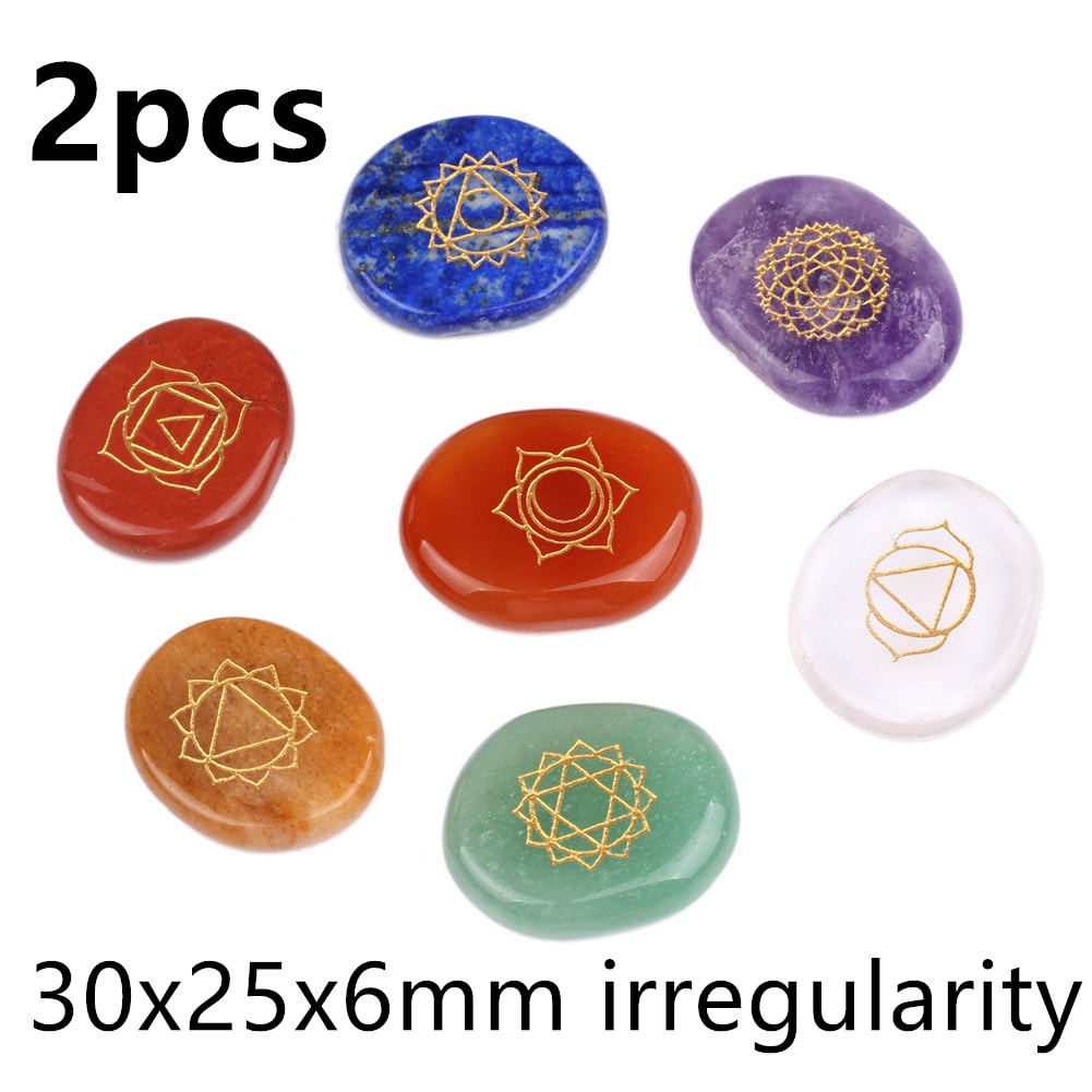 7 Chakras Natural Pocket Palm Stones view 2