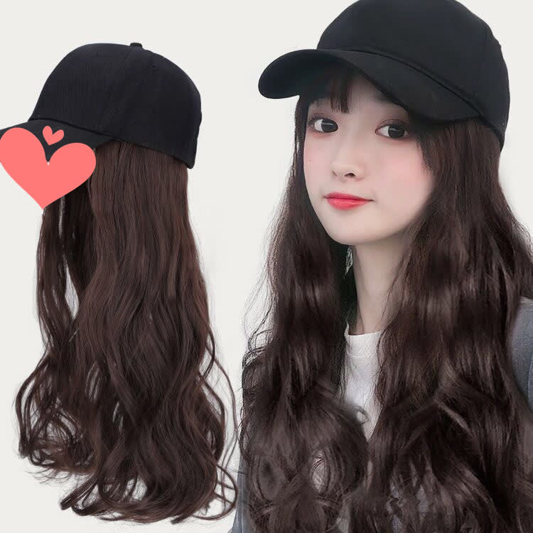 Hat Wig Ladies Long Hair One Big Wave Curly Hair Headgear Fashion Hat With Wig Net Red view 10