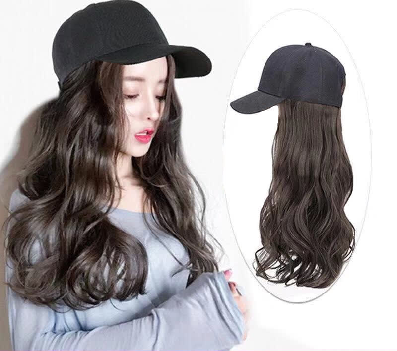 Hat Wig Ladies Long Hair One Big Wave Curly Hair Headgear Fashion Hat With Wig Net Red view 8