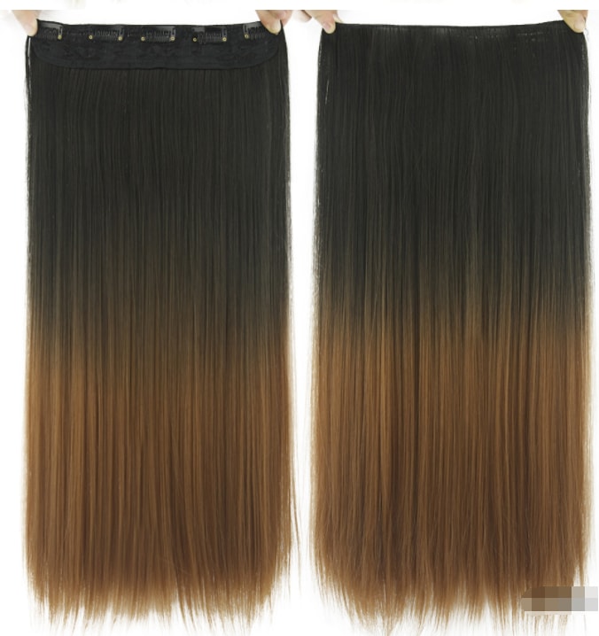 Dyed Gradual Straight Hair Clip Clip, Curtain T-color Hair Extension Piece view 4