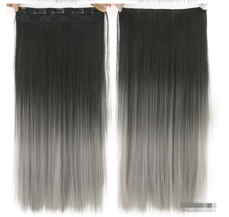 Dyed Gradual Straight Hair Clip Clip, Curtain T-color Hair Extension Piece view 7