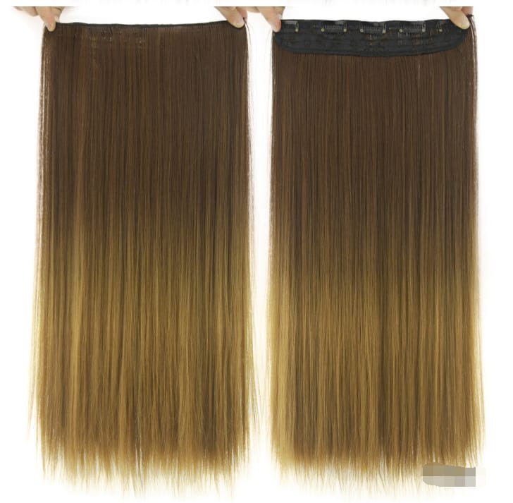 Dyed Gradual Straight Hair Clip Clip, Curtain T-color Hair Extension Piece view 10
