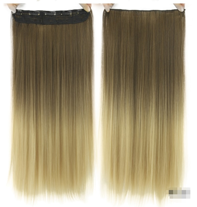 Dyed Gradual Straight Hair Clip Clip, Curtain T-color Hair Extension Piece view 12