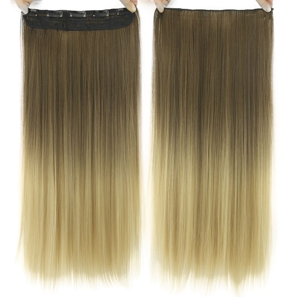 Dyed Gradual Straight Hair Clip Clip, Curtain T-color Hair Extension Piece view 3