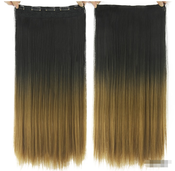 Dyed Gradual Straight Hair Clip Clip, Curtain T-color Hair Extension Piece view 2