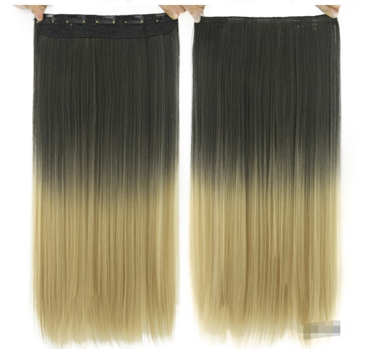 Dyed Gradual Straight Hair Clip Clip, Curtain T-color Hair Extension Piece view 8