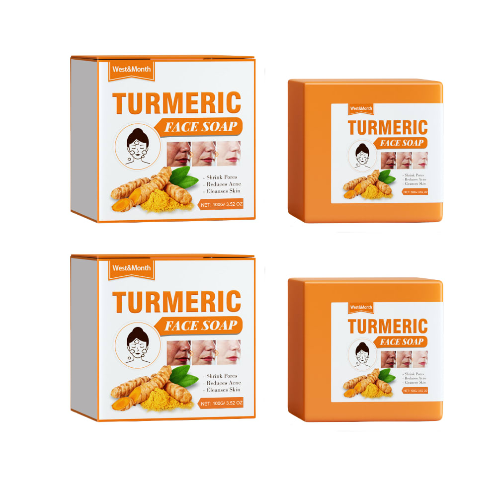 West&Month Turmeric Face Soap Facial Repair Gentle Cleansing Blemish Reducing Fine Lines Cleansing Soap view 3