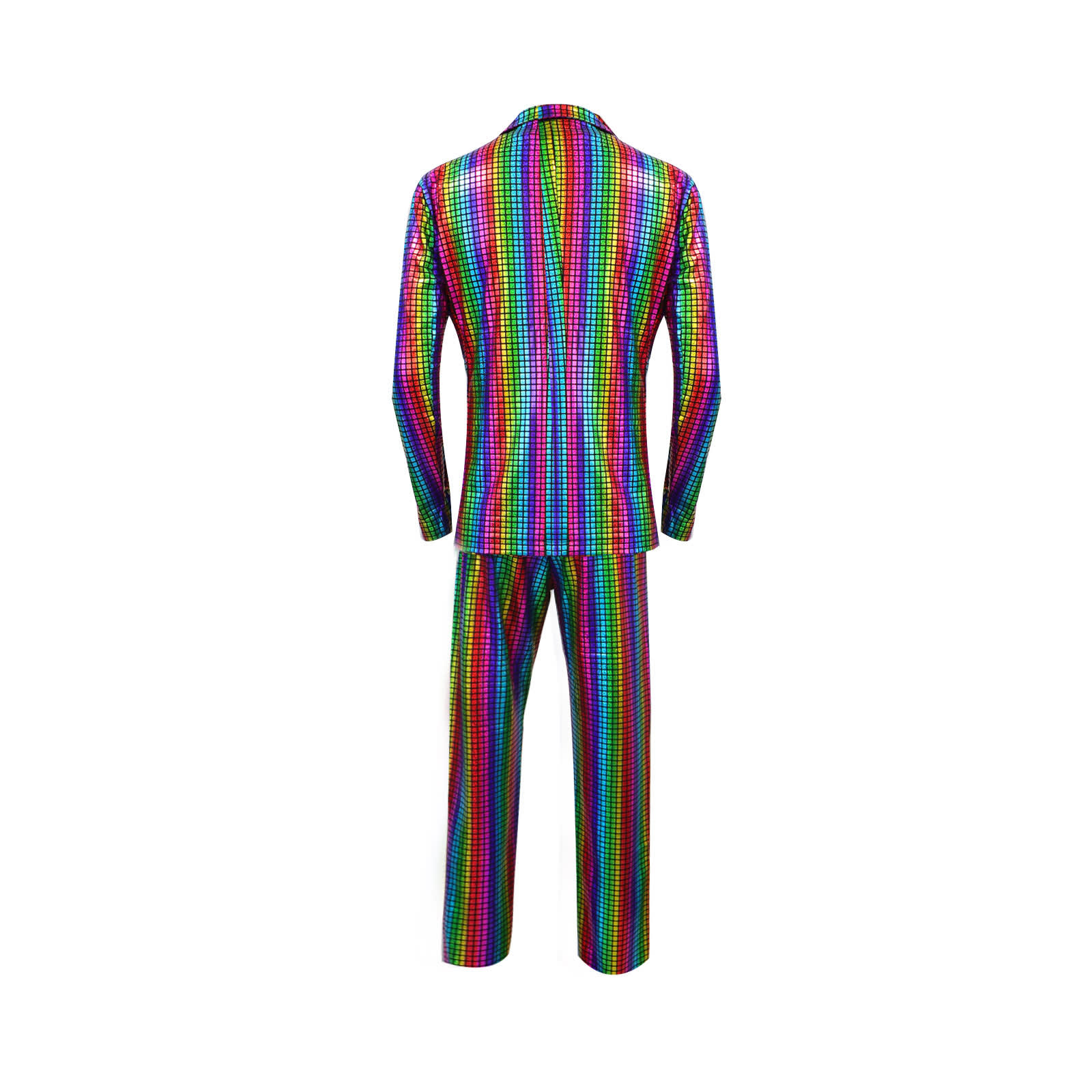 Rainbow Plaid Gilding Craft Stage Cool Performance Shiny Suit view 8